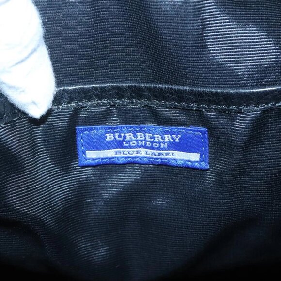 BURBERRY Nova Check Blue Label Shoulder Bag Wool Black Silver Auth 117790 - Picture 10 of 16